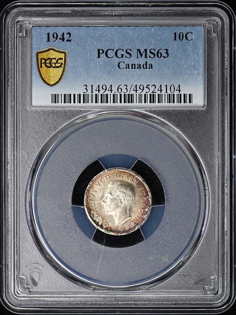 Canada 1942 Dime George VI PCGS MS63 Graded Uncirculated Coin (1 of 2)