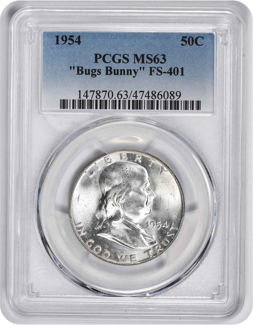 Franklin 50C 1954 Bugs Bunny FS-401 Silver Coin MS63 Graded by PCGS (1 of 2)