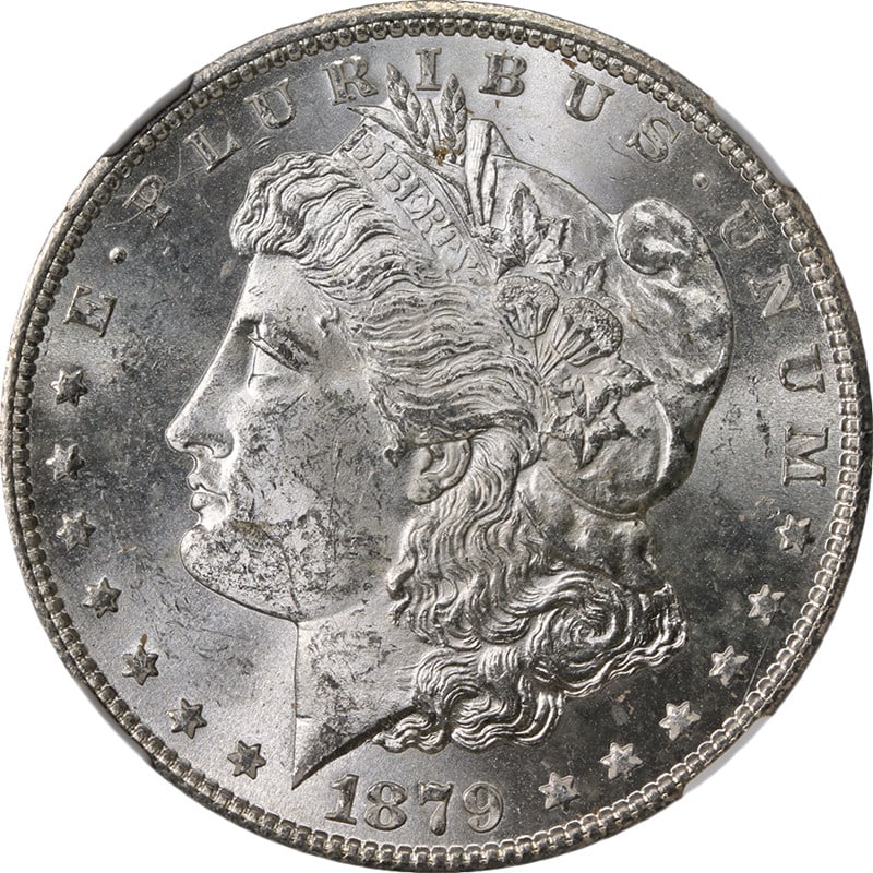NGC MS62 1879-S Morgan Dollar Uncirculated Silver Coin: NGC MS62 1879-S Morgan Dollar Uncirculated Silver Coin This original 1879-S Morgan Silver Dollar is graded NGC MS62, featuring strong eye appeal, fantastic luster, and a well-defined strike. The coin 
