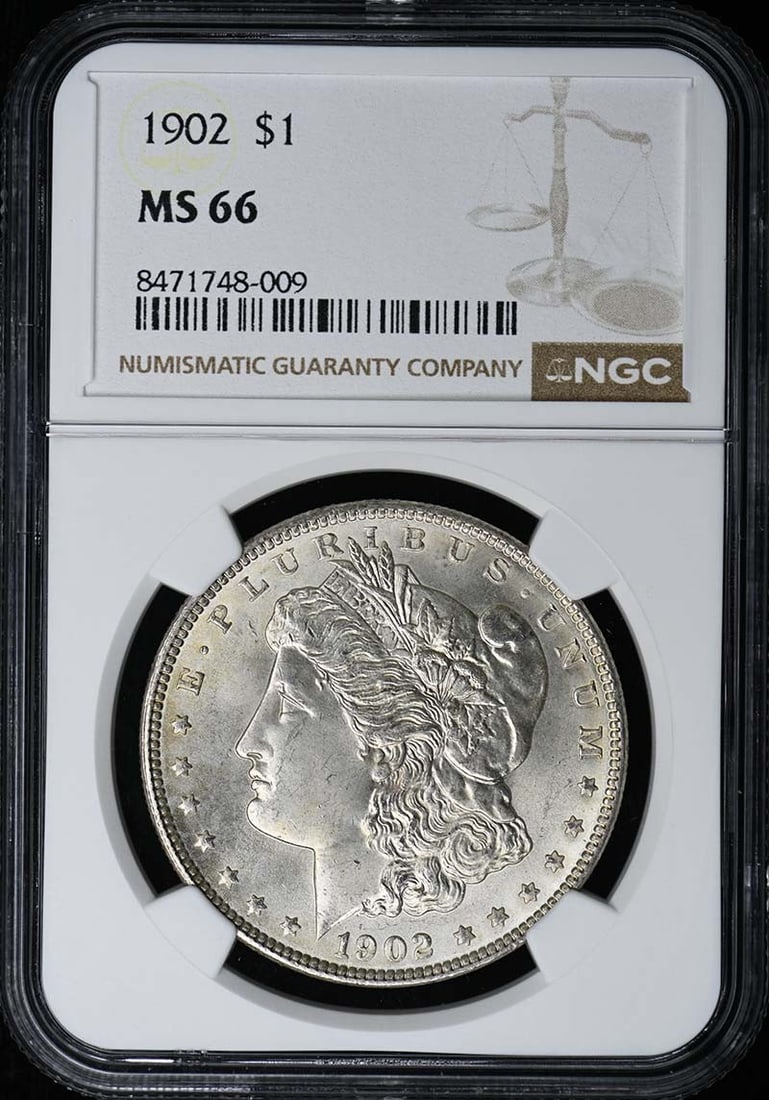 NGC MS66 1902 Uncirculated Morgan Silver Dollar Philadelphia Mint: NGC MS66 1902 Uncirculated Morgan Silver Dollar Philadelphia Mint This 1902 Morgan Dollar is certified by NGC with a grade of MS66, indicating it is in uncirculated condition. Struck at the Philadelph