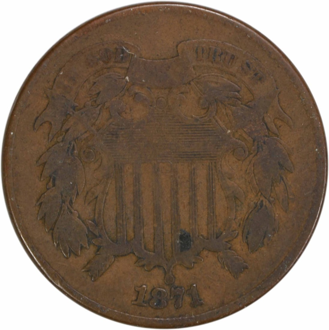 1871 Bronze Two Cent Piece Circulated James Barton Longacre Design (1 of 2)