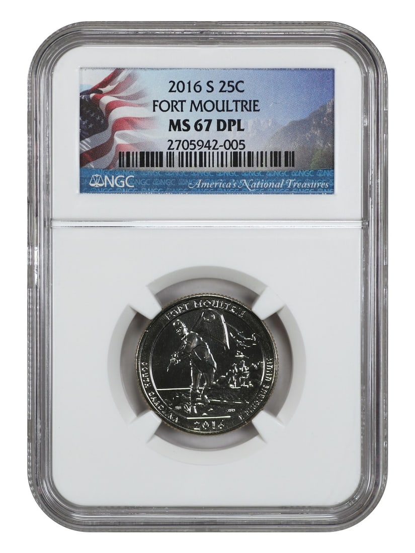 2016-S Fort Moultrie NP 25C NGC MS67 Type 1 Clad Coin (1 of 4)