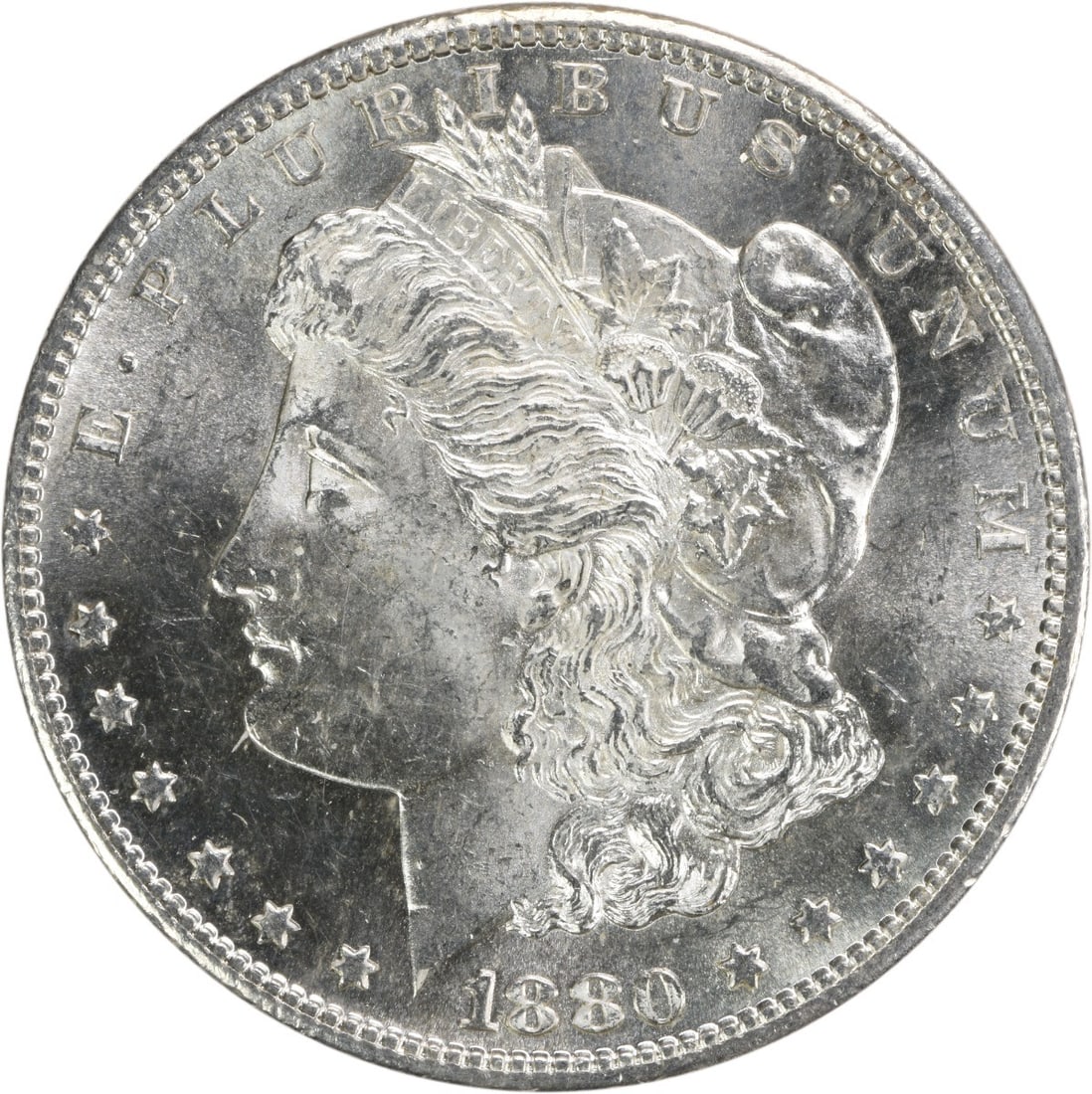 Choice BU 1880 San Francisco Morgan Silver Dollar Uncertified Uncirculated: Choice BU 1880 San Francisco Morgan Silver Dollar Uncertified Uncirculated This is an 1880-S Morgan Silver Dollar from the United States. The coin is composed of silver and was minted in San Francisco