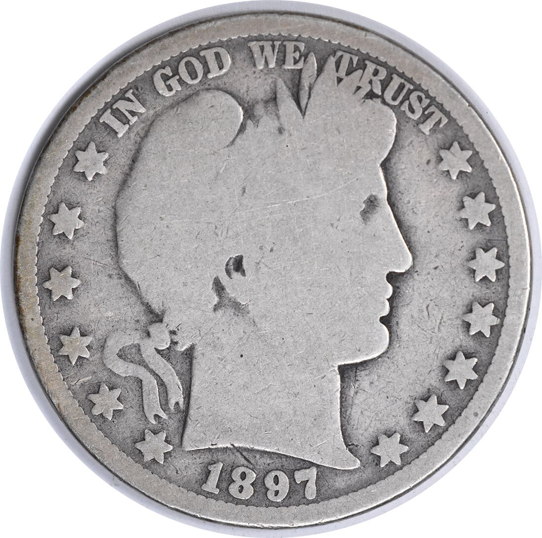 1897-O United States Barber Half Dollar 90% Silver AG Uncertified Coin: 1897-O United States Barber Half Dollar 90% Silver AG Uncertified Coin This 1897-O Barber Silver Half Dollar is a circulated coin from the United States, minted in New Orleans. Designed by Charles E. 
