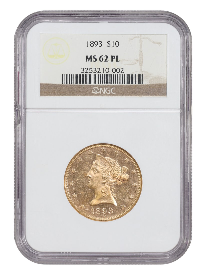 Prooflike 1893 Liberty Head $10 Gold Coin NGC MS62PL Philadelphia (1 of 4)