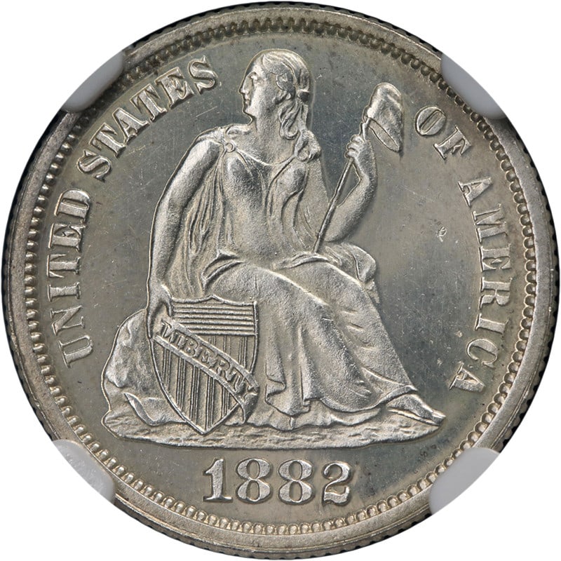 1882 Seated Liberty Dime Proof NGC PF65 Silver Coin Strong Strike (1 of 4)