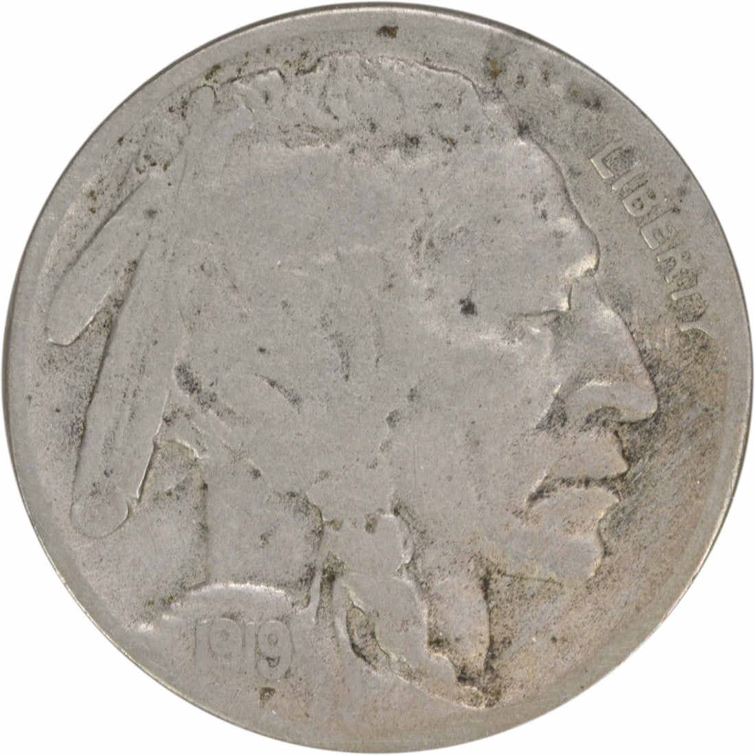 1919-D Buffalo Nickel 5C F Uncertified Denver Mint Coin: 1919-D Buffalo Nickel 5C F Uncertified Denver Mint Coin This 1919-D Buffalo Nickel is a classic piece of American currency, featuring the iconic design by James Earle Fraser. Minted in Denver, this co