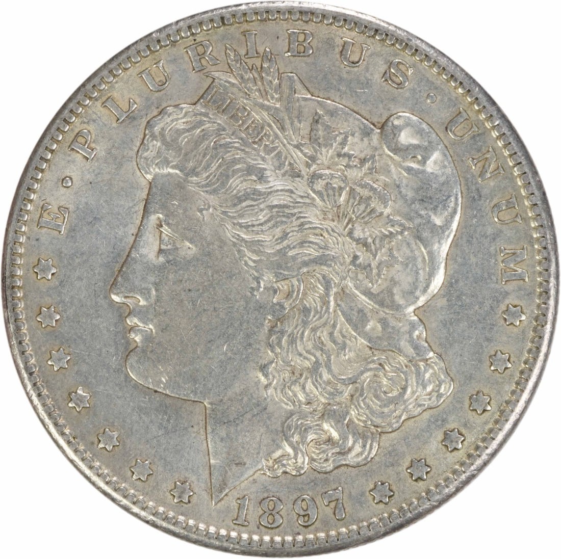 1897-S Morgan Silver Dollar AU Uncertified 90% Silver Coin: 1897-S Morgan Silver Dollar AU Uncertified 90% Silver Coin This 1897-S Morgan Silver Dollar is a stunning piece of American numismatic history. Featuring the iconic design by George T. Morgan, this co