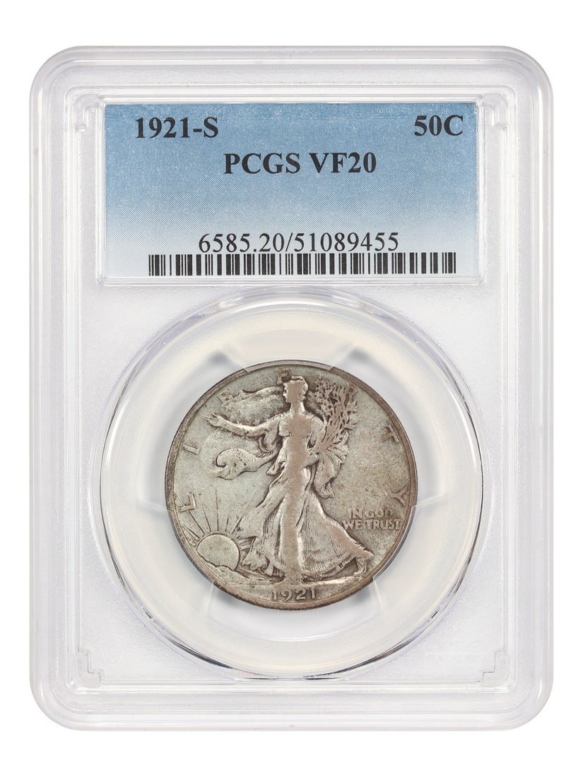 PCGS VF20 1921 San Francisco Walking Liberty Half Dollar Key Date Coin (1 of 4)