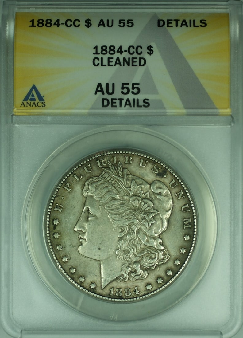 ANACS AU-55 1884 Carson City Morgan Dollar Silver Coin Cleaned (1 of 2)