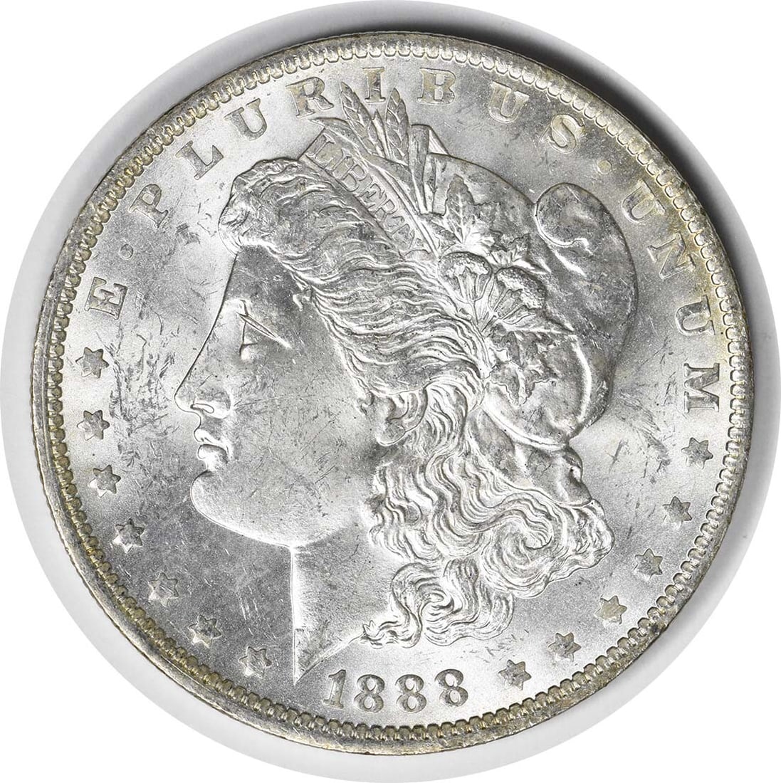 Uncirculated 1888-O Morgan Dollar VAM 9 Silver Choice BU Doubled Arrows: Uncirculated 1888-O Morgan Dollar VAM 9 Silver Choice BU Doubled Arrows This is an 1888-O Morgan Silver Dollar featuring the VAM 9 variety with doubled arrows. The coin is uncirculated and classified 
