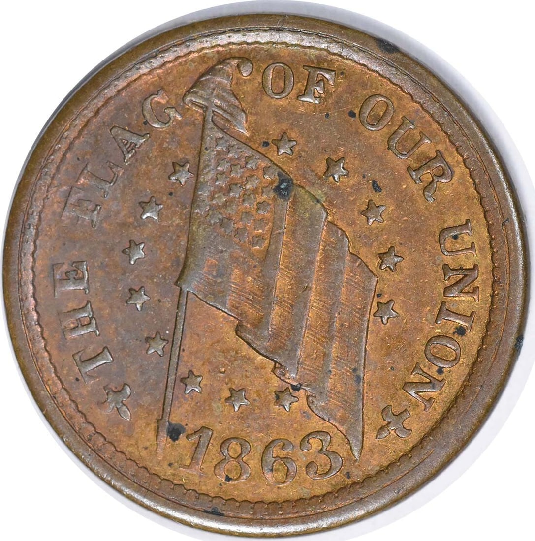 1863 Patriotic Civil War Token With Flag Design United States (1 of 2)