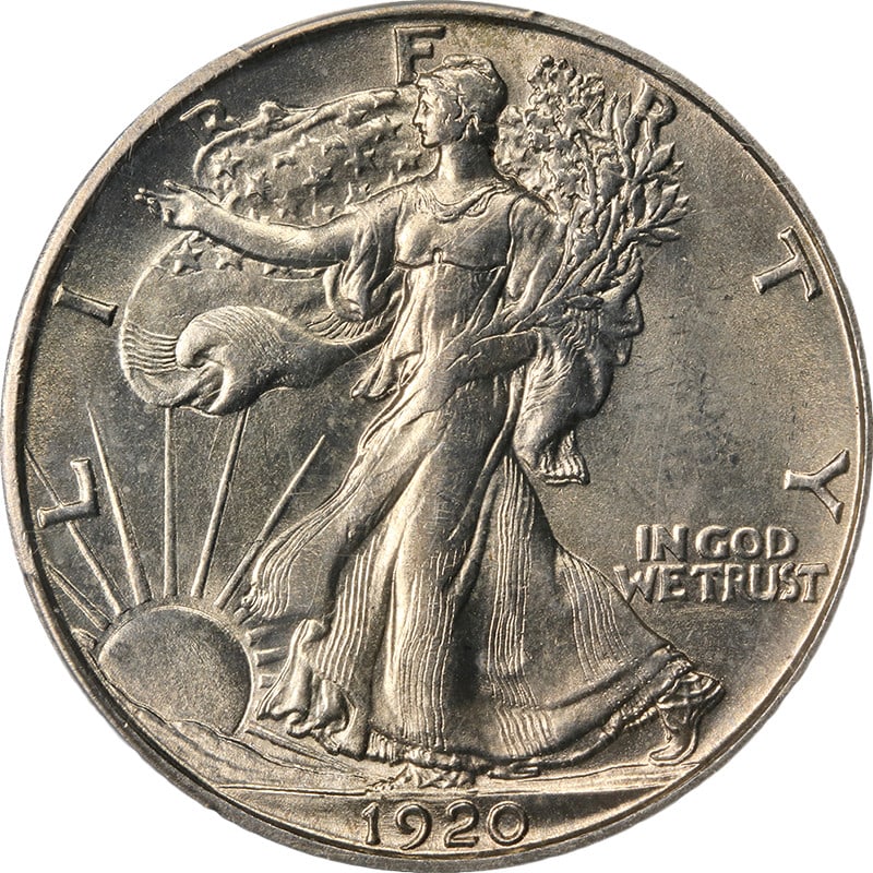 PCGS MS62 1920-D Walking Liberty Silver Half Dollar Uncirculated (1 of 4)