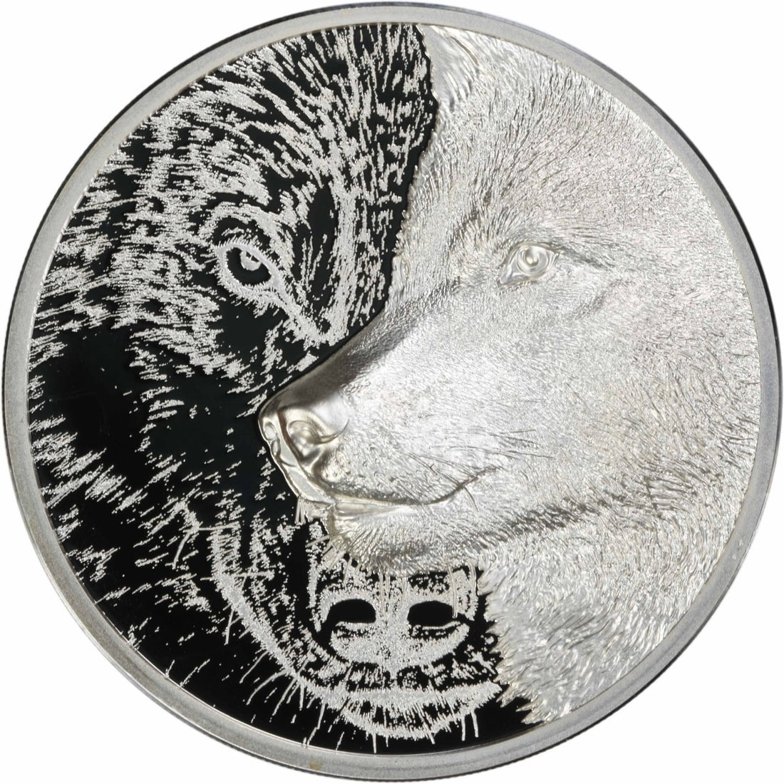 2021 Mongolia 500 Togrog Mystic Wolf High Relief Silver Proof Coin (1 of 2)