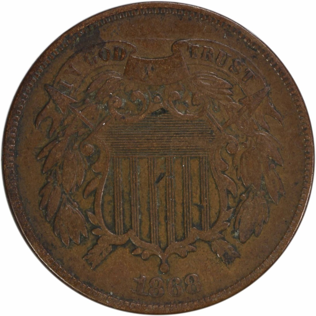 1868 VF Two Cent Piece Bronze Coin James Barton Longacre (1 of 2)