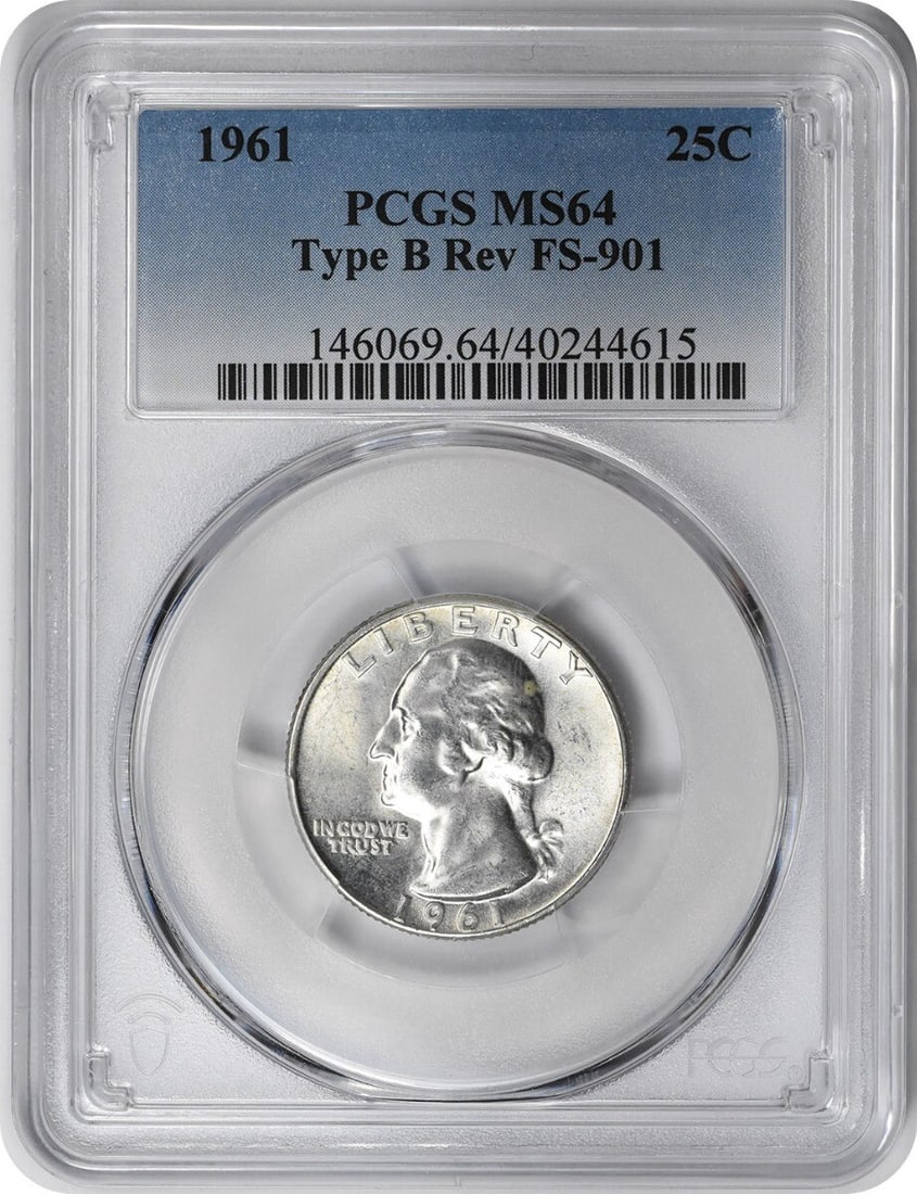 1961 Washington Silver Quarter Type B Reverse MS64 PCGS Certified (1 of 2)