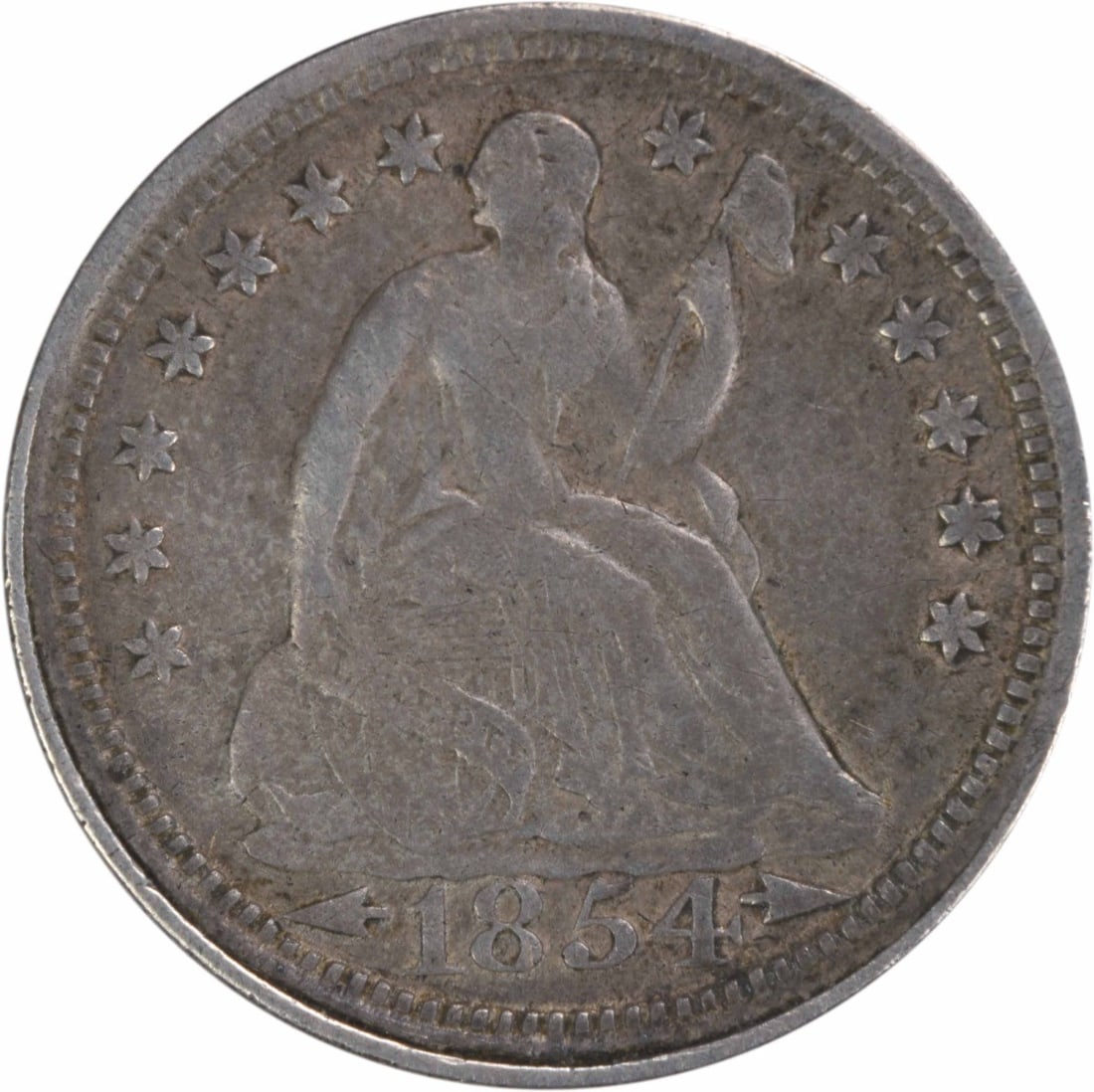 1854 Seated Half Dime with Arrows Extra Fine Uncertified US Silver Coin (1 of 2)