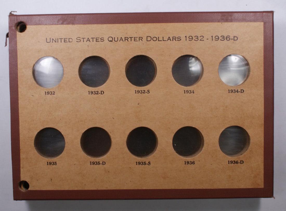 Set of 7 Wayte Raymond Album Pages for Washington Quarters 1932-1958: Set of 7 Wayte Raymond Album Pages for Washington Quarters 1932-1958 This is a complete set of 7 empty vintage National Coin Album pages by Wayte Raymond Inc., designed for Washington Quarter Dollars 