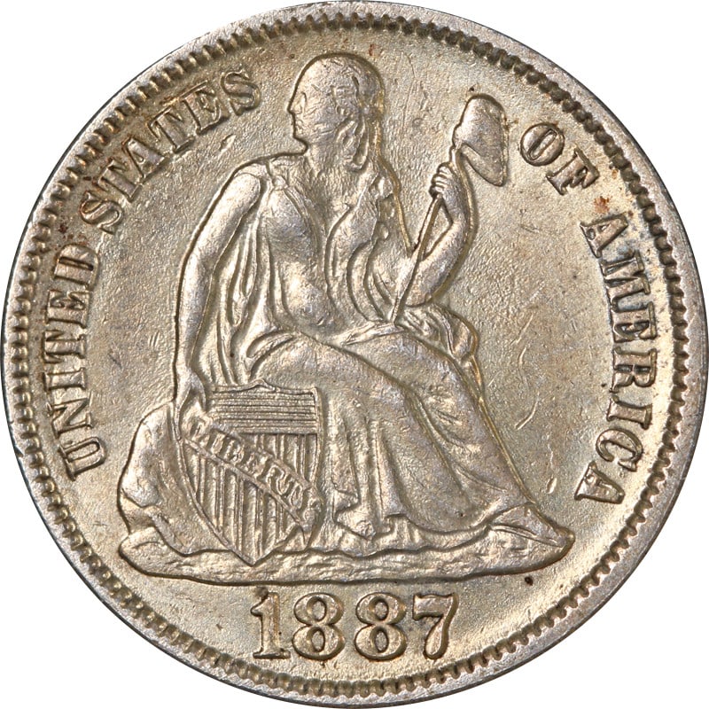 1887 Philadelphia Mint Seated Liberty Silver Dime United States (1 of 2)