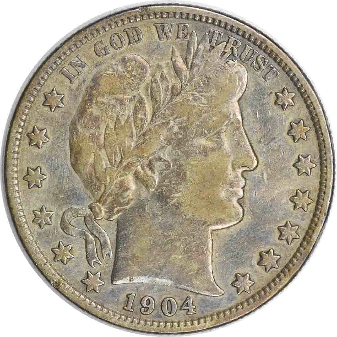 1904-S Barber Silver Half Dollar 50C Uncertified Coin (1 of 2)