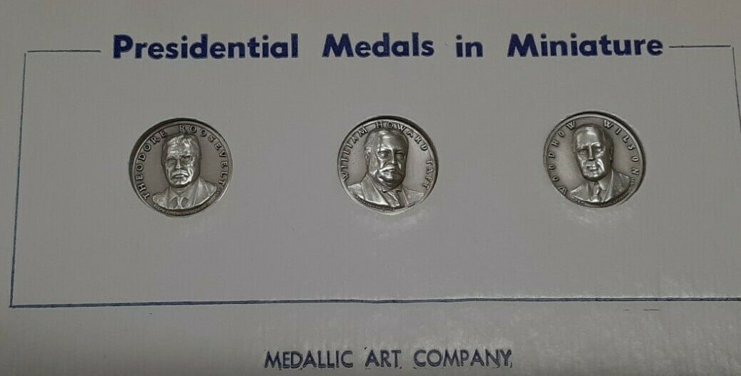 Set of 3 .925 Silver Presidential Commemorative Medals Roosevelt Taft Wilson (1 of 2)