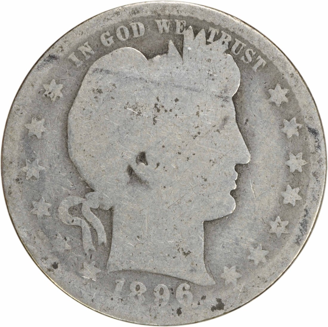 1896-O Barber Quarter 25C G Uncertified 90% Silver Coin (1 of 2)