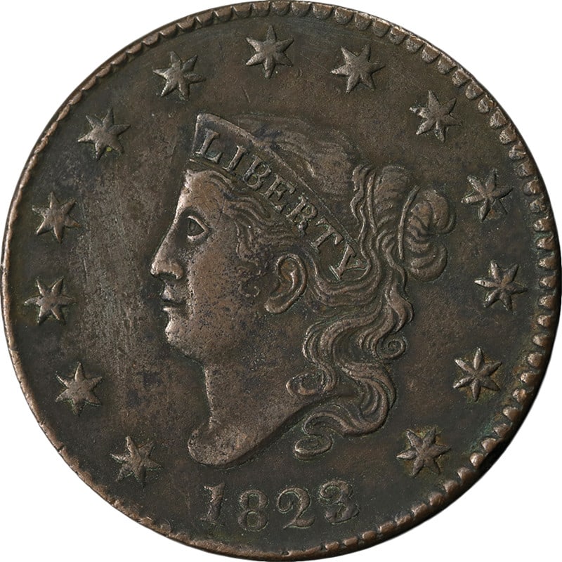 1823 Over 2 Large Cent XF Details N1 R2 Attractive Strike (1 of 2)