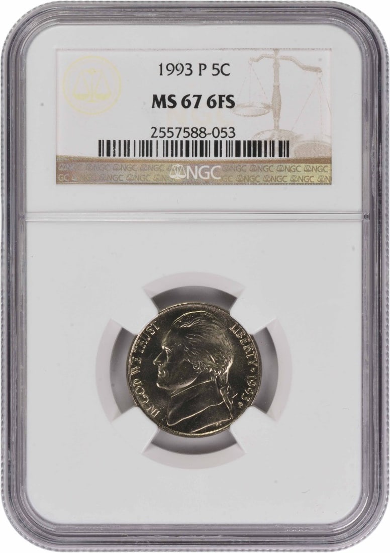NGC MS67 1993 Philadelphia Jefferson Nickel 6 Full Steps (1 of 2)