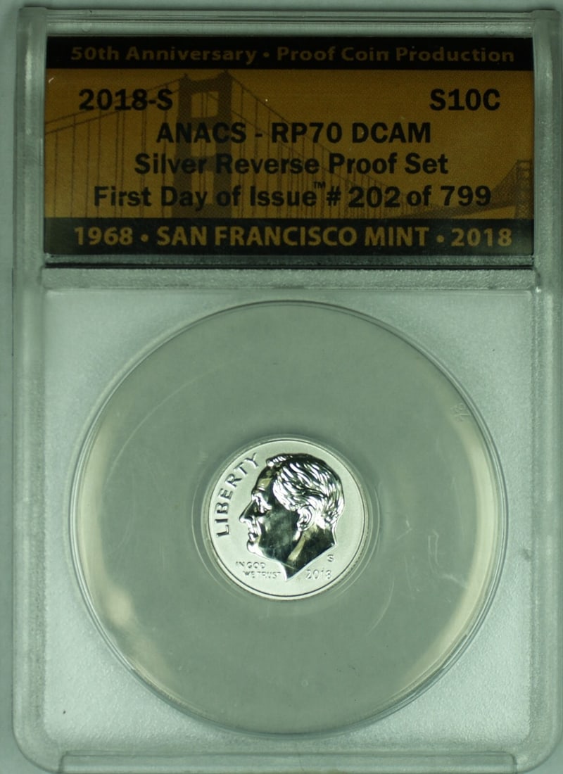 ANACS PR70 Deep Cameo 2018-S Roosevelt Silver Proof Dime (1 of 2)