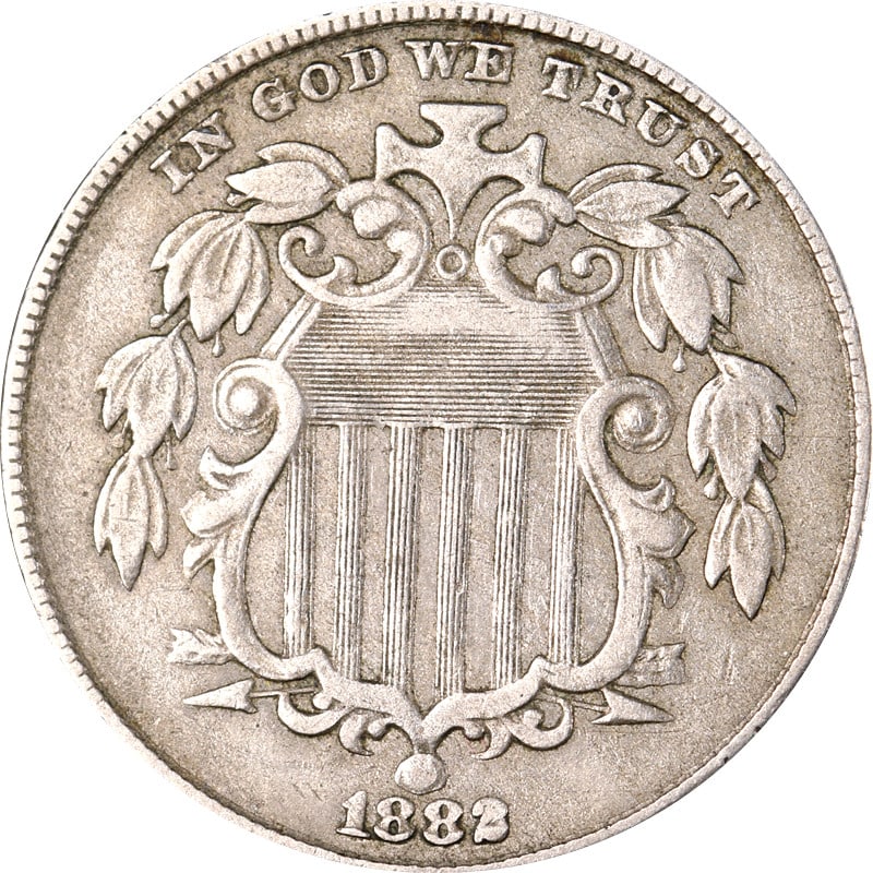 Circulated 1882 United States Shield Nickel Coin (1 of 2)