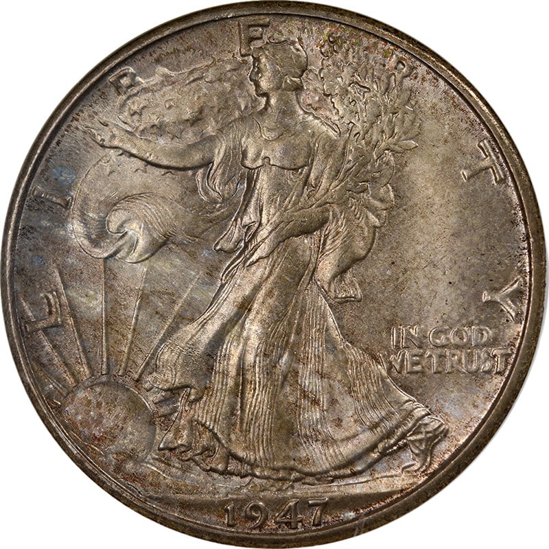 NGC MS65 1947-D Silver Walking Liberty Half Dollar Strong Strike: NGC MS65 1947-D Silver Walking Liberty Half Dollar Strong Strike This 1947-D Walking Liberty Half Dollar is certified by NGC with a grade of MS65. The coin features strong strike, original surfaces, b