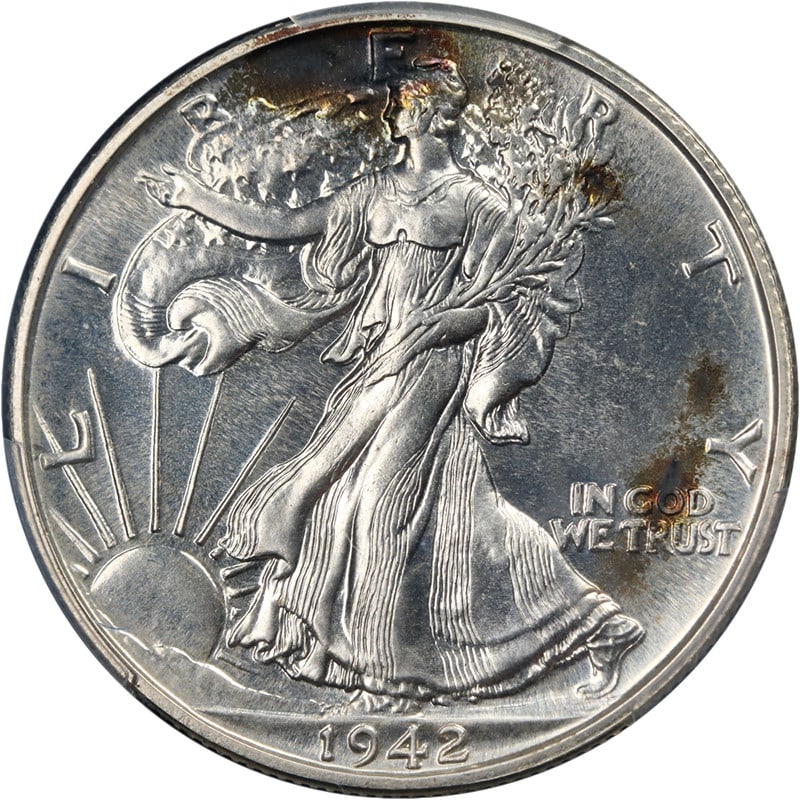 PCGS PR67 1942 Walking Liberty Silver Half Dollar Proof Coin: PCGS PR67 1942 Walking Liberty Silver Half Dollar Proof Coin This original 1942 Walking Liberty Half Dollar proof coin has been certified by PCGS with a grade of PR67. It features fantastic luster and