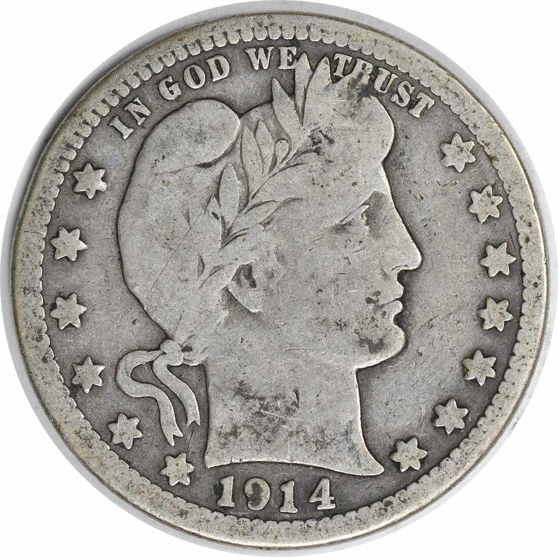 1914-S Barber Silver Quarter 25C VG Uncertified San Francisco (1 of 2)