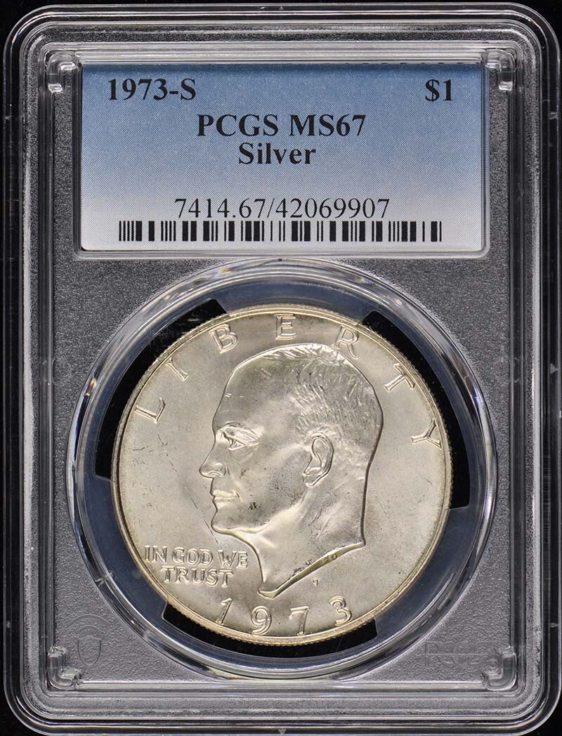 1973-S PCGS MS67 Silver Ike Dollar Uncirculated Coin (1 of 2)