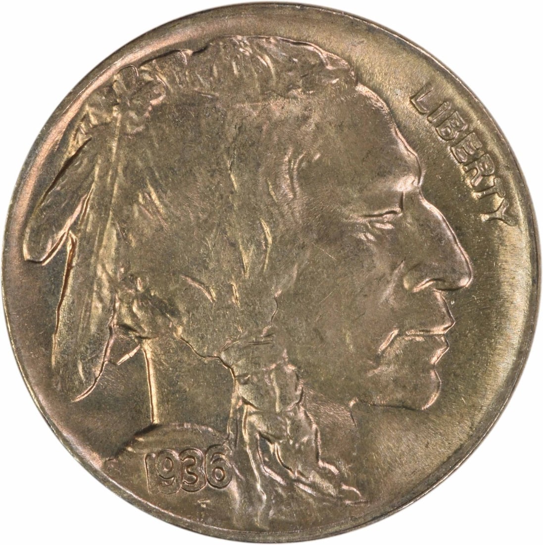 Uncertified 1936 D Buffalo Nickel Choice Brilliant Uncirculated US Coin (1 of 2)