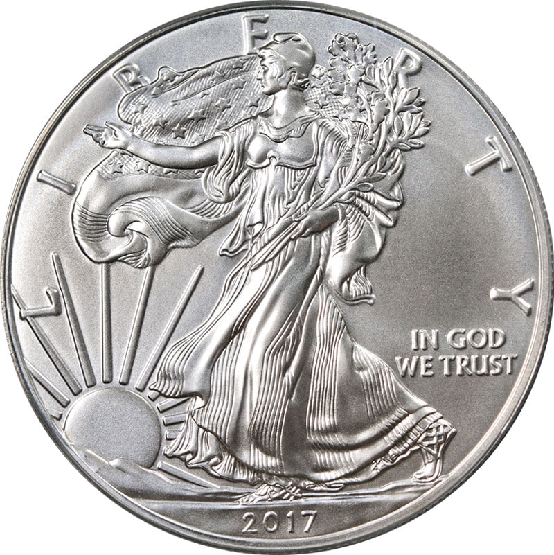 2017 PCGS MS70 Silver Eagle Dollar First Strike 225th Anniversary Label: 2017 PCGS MS70 Silver Eagle Dollar First Strike 225th Anniversary Label This is an uncirculated 2017 Silver American Eagle $1 coin, certified by PCGS with an MS70 grade and First Strike Label. The coi