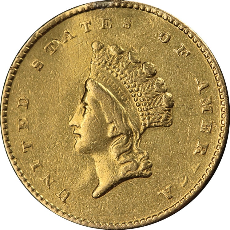 1854 Type 2 Gold Dollar Liberty XF Details Removed Loop (1 of 2)