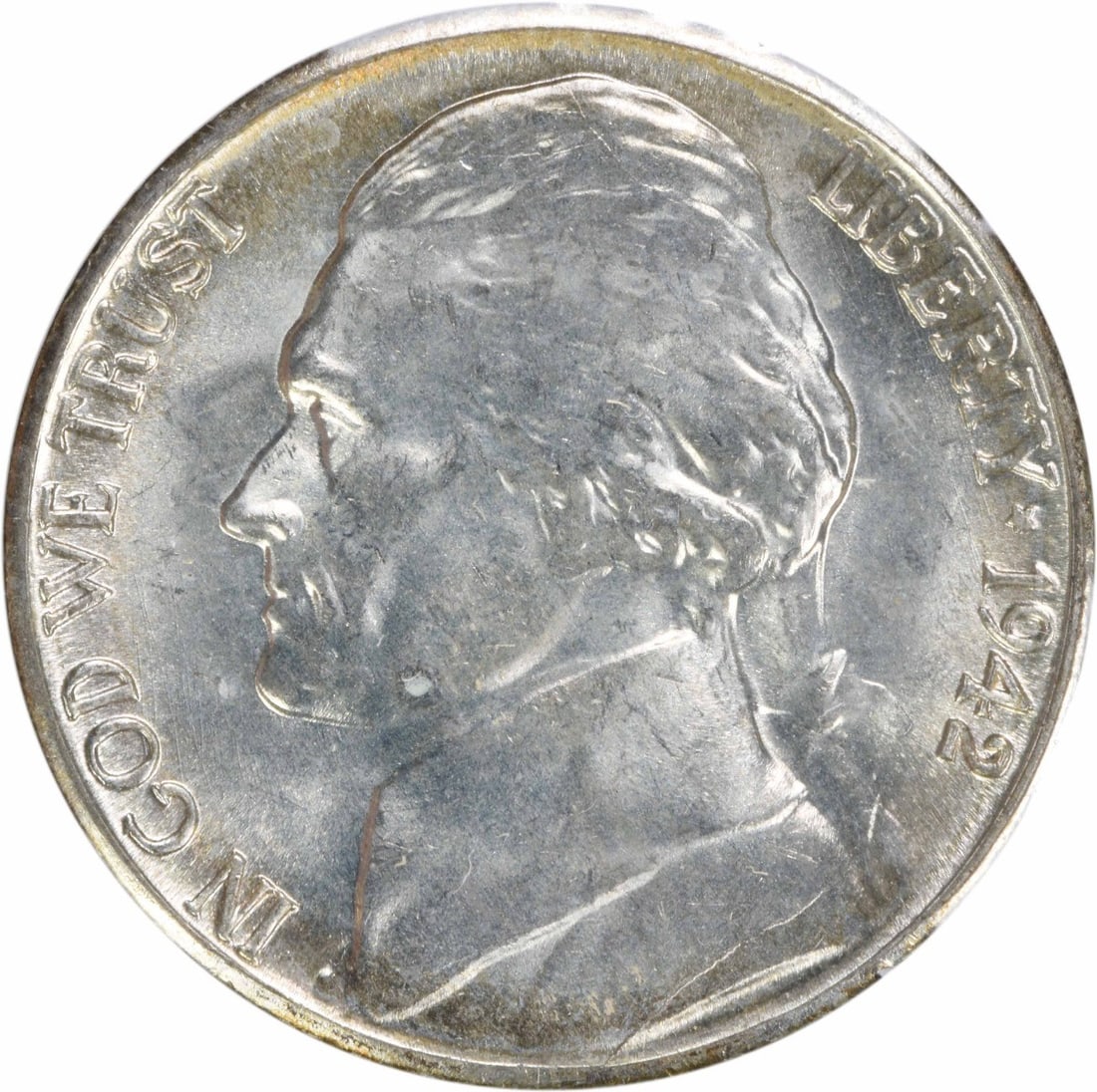 Uncirculated 1942-S Jefferson Five Cent DDO 1-O-11 Choice BU Nickel (1 of 2)