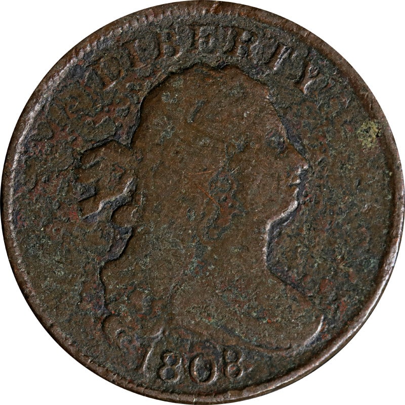 United States 1808 Copper Half Cent Draped Bust Design Coin (1 of 2)