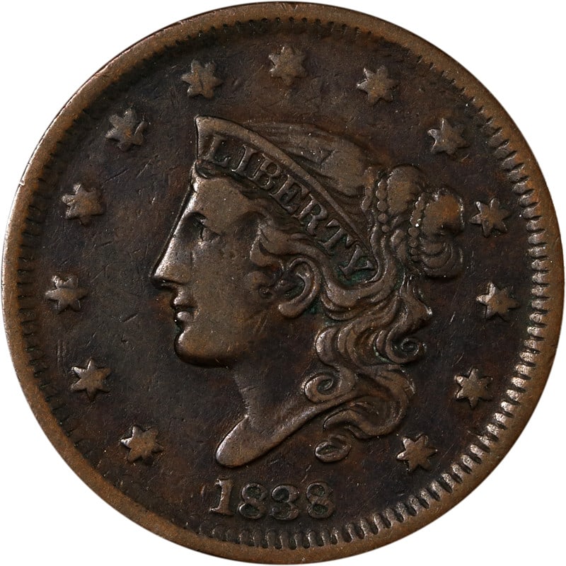 1838 United States Copper Large Cent Circulated Collectible Coin (1 of 2)