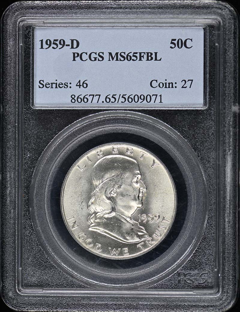 1959-D Franklin Half Dollar PCGS MS65FBL Denver Mint (1 of 2)