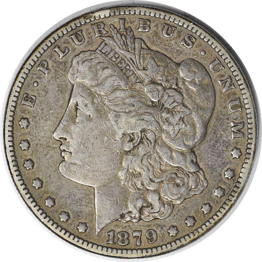 1879-S Morgan Silver Dollar Reverse of 1878 VF Uncertified 90% Silver: 1879-S Morgan Silver Dollar Reverse of 1878 VF Uncertified 90% Silver This 1879-S Morgan Silver Dollar features the Reverse of 1878 design and is graded as VF (Very Fine). Struck in 90% silver and 10%