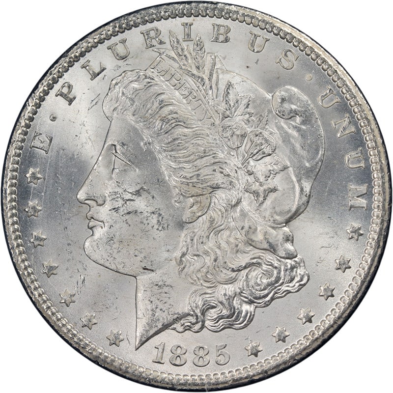 PCGS MS63 1885-CC Morgan Dollar GSA Silver Coin with Box and Card (1 of 4)