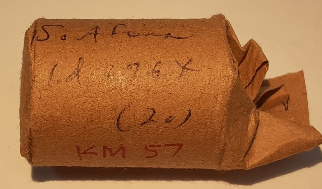 Roll of 20 South Africa 1964 Brass 1 Cent Uncirculated Coins (1 of 3)