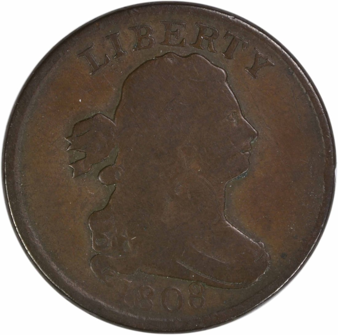 1808 Draped Bust Half Cent Copper Coin VG Grade Uncertified (1 of 2)