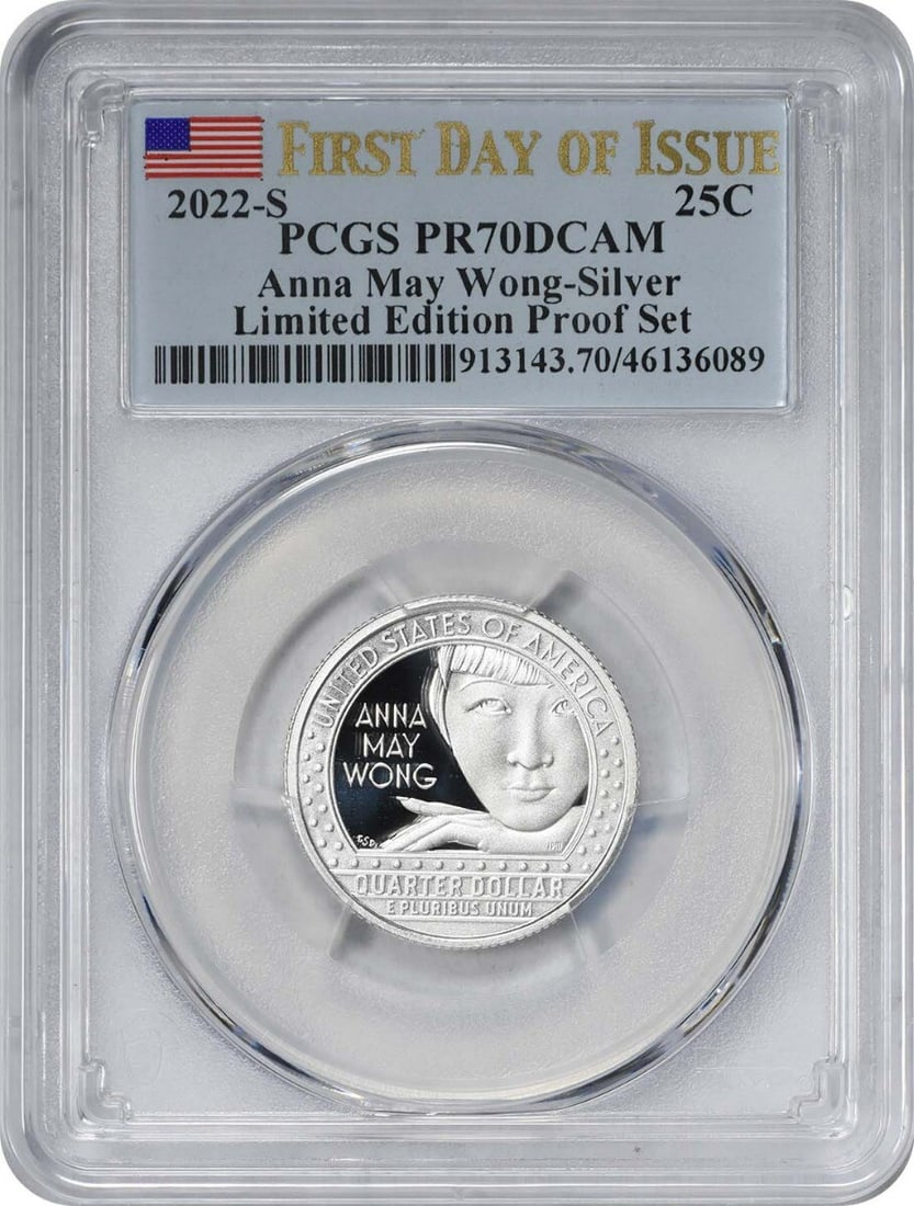 2022-S Anna May Wong Silver Quarter PR70DCAM PCGS Proof (1 of 2)