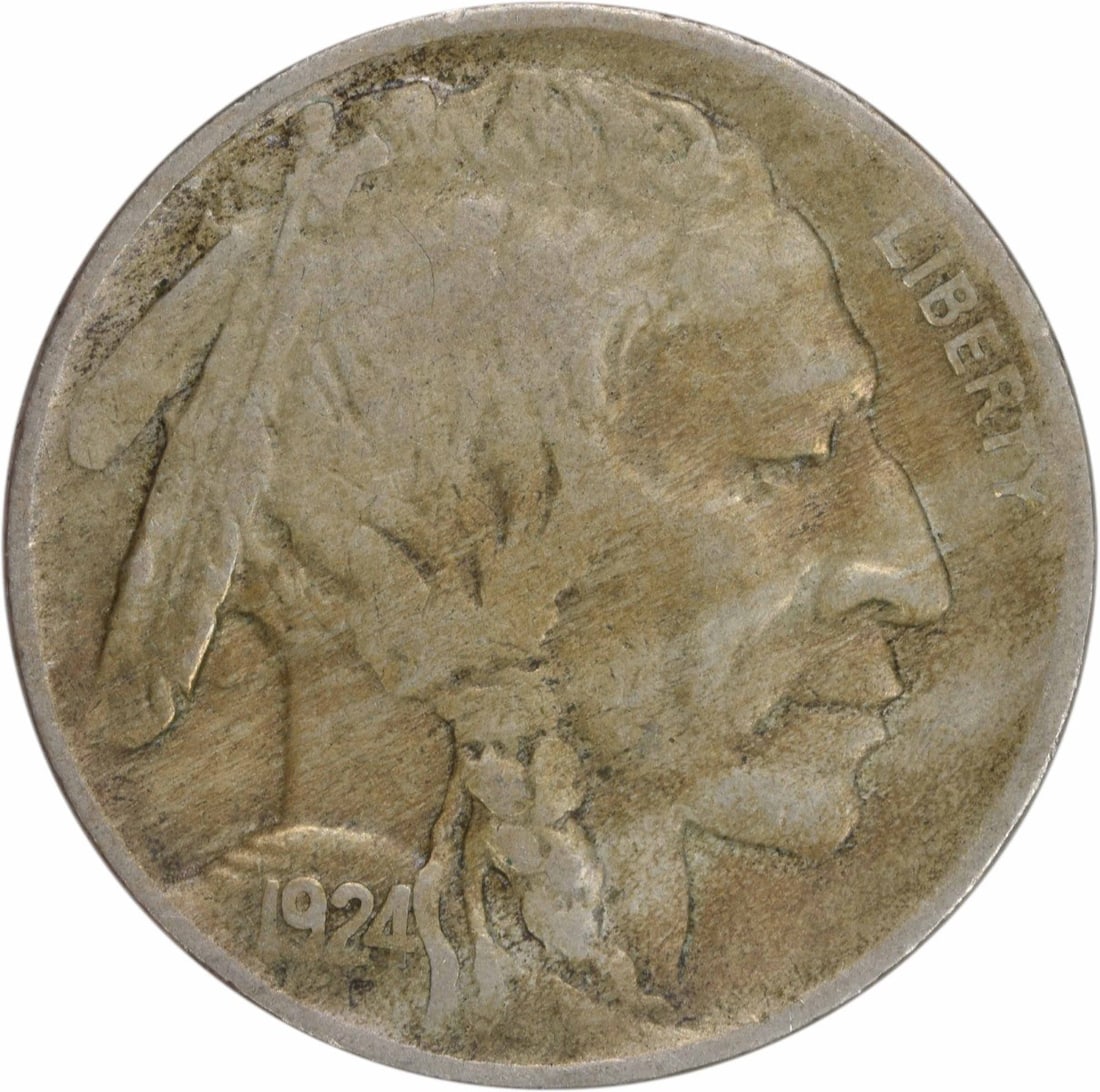 1924-D Buffalo Nickel VF Circulated Coin Uncertified: 1924-D Buffalo Nickel VF Circulated Coin Uncertified This 1924-D Buffalo Nickel is a remarkable piece of American coinage, showcasing the intricate design by James Earle Fraser. It features a profile 