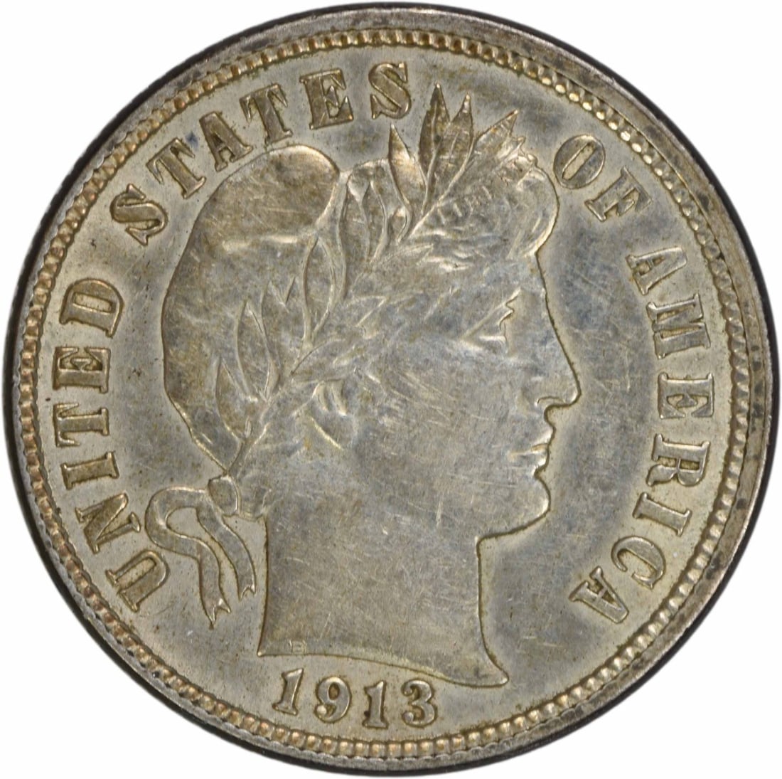 1913 Barber Silver Dime AU Uncertified 10C Philadelphia: 1913 Barber Silver Dime AU Uncertified 10C Philadelphia This 1913 Barber Silver Dime is a classic piece of American numismatic history. Struck in Philadelphia, this coin features the iconic design by 