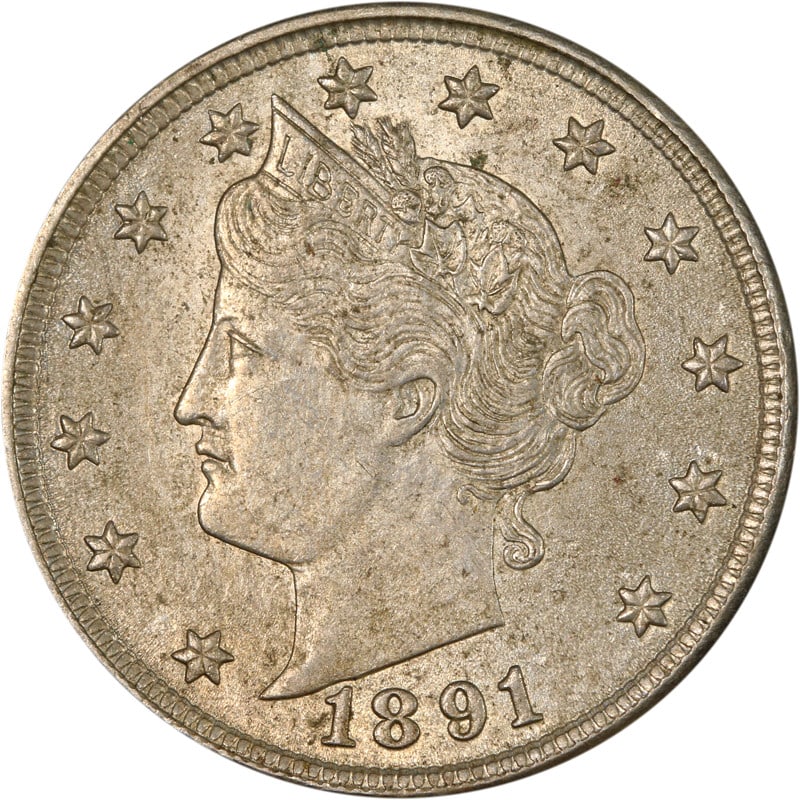 1891 United States Liberty V Nickel Coin Circulated Uncertified (1 of 2)