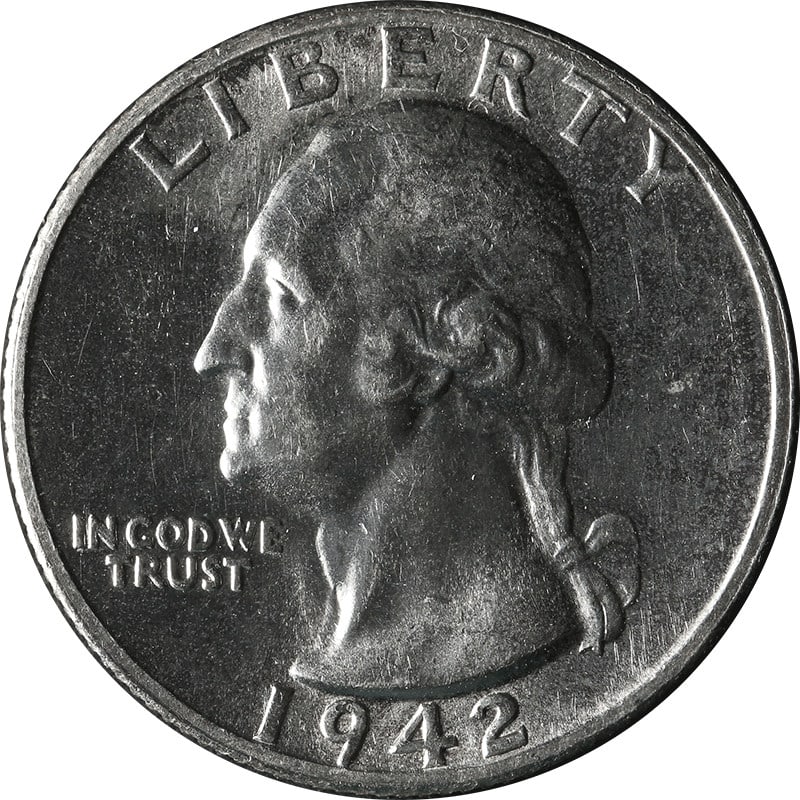 1942 San Francisco Silver Quarter United States Circulated Coin: 1942 San Francisco Silver Quarter United States Circulated Coin This is a 1942-S Washington Quarter from the San Francisco Mint. The coin is composed of silver and is in circulated, pre-owned conditio